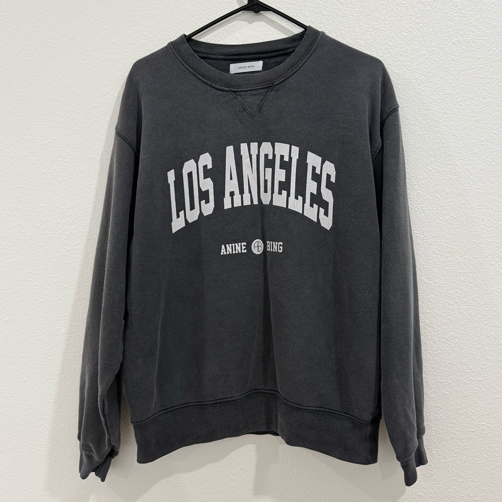Anine Bing Los Angeles Graphic Crewneck Sweatshirt — Black - Picture 3 of 6